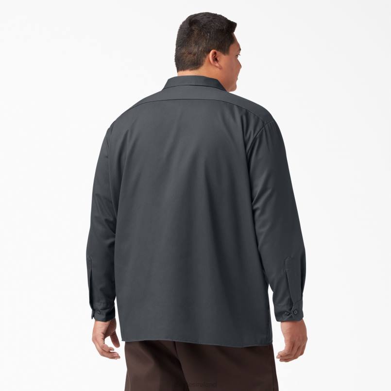 Dickies Men Long Sleeve Work Shirt Charcoal Gray (CH) N80J558 Work Apparel