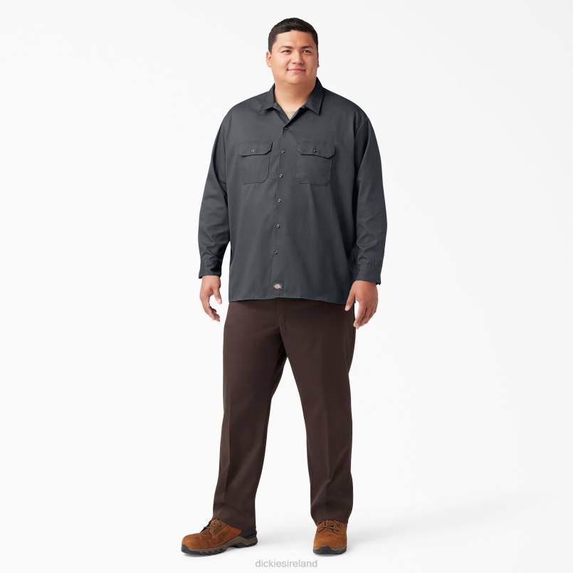 Dickies Men Long Sleeve Work Shirt Charcoal Gray (CH) N80J558 Work Apparel