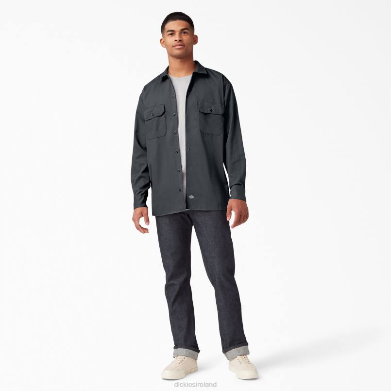 Dickies Men Long Sleeve Work Shirt Charcoal Gray (CH) N80J558 Work Apparel