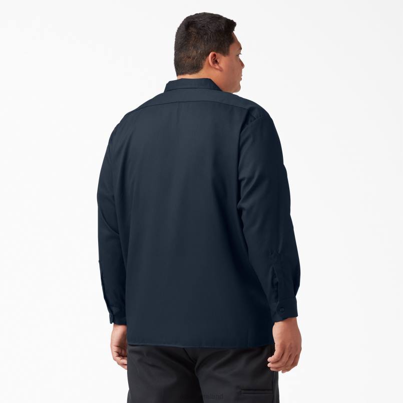Dickies Men Long Sleeve Work Shirt Dark Navy (DN) N80J560 Work Apparel