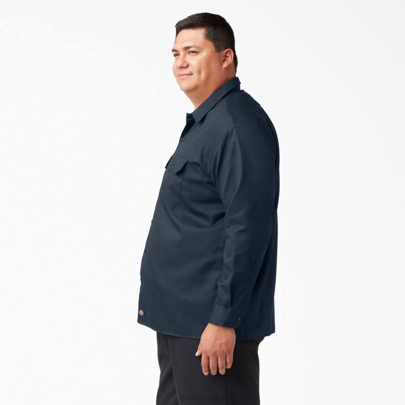 Dickies Men Long Sleeve Work Shirt Dark Navy (DN) N80J560 Work Apparel
