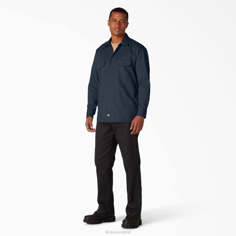 Dickies Men Long Sleeve Work Shirt Dark Navy (DN) N80J560 Work Apparel