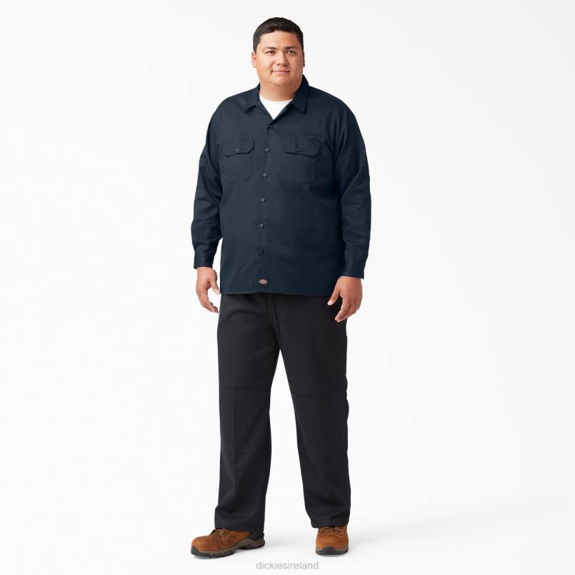 Dickies Men Long Sleeve Work Shirt Dark Navy (DN) N80J560 Work Apparel