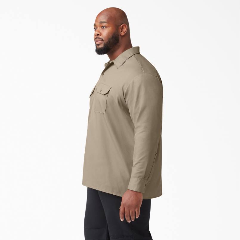 Dickies Men Long Sleeve Work Shirt Desert Sand (DS) N80J561 Work Apparel
