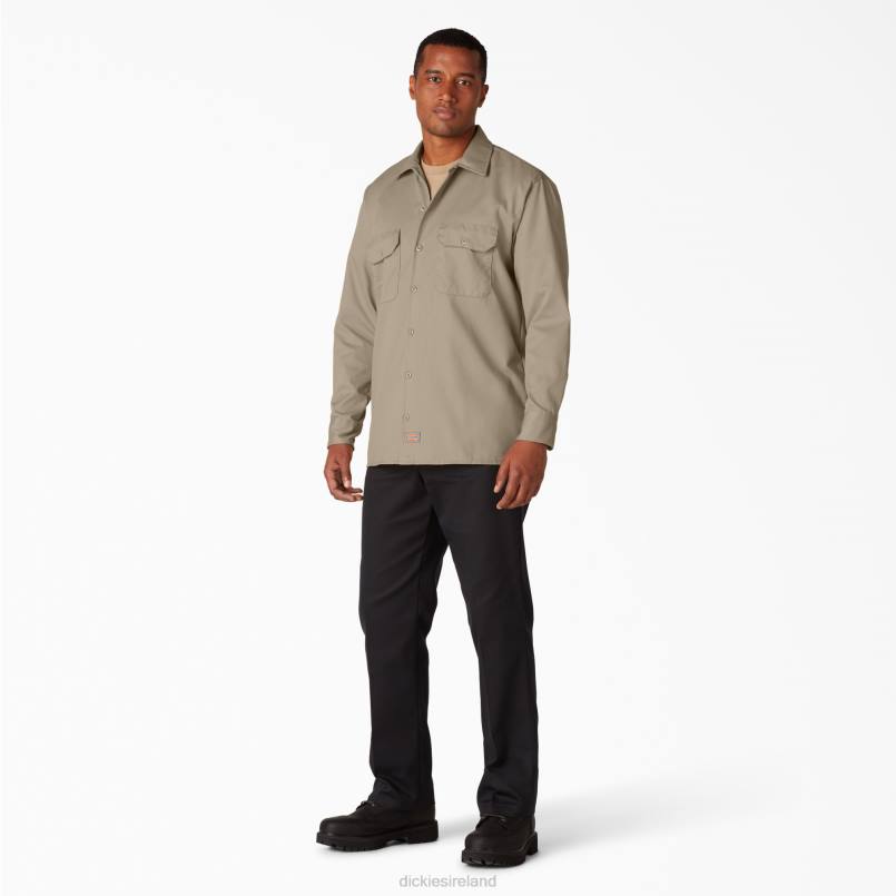 Dickies Men Long Sleeve Work Shirt Desert Sand (DS) N80J561 Work Apparel