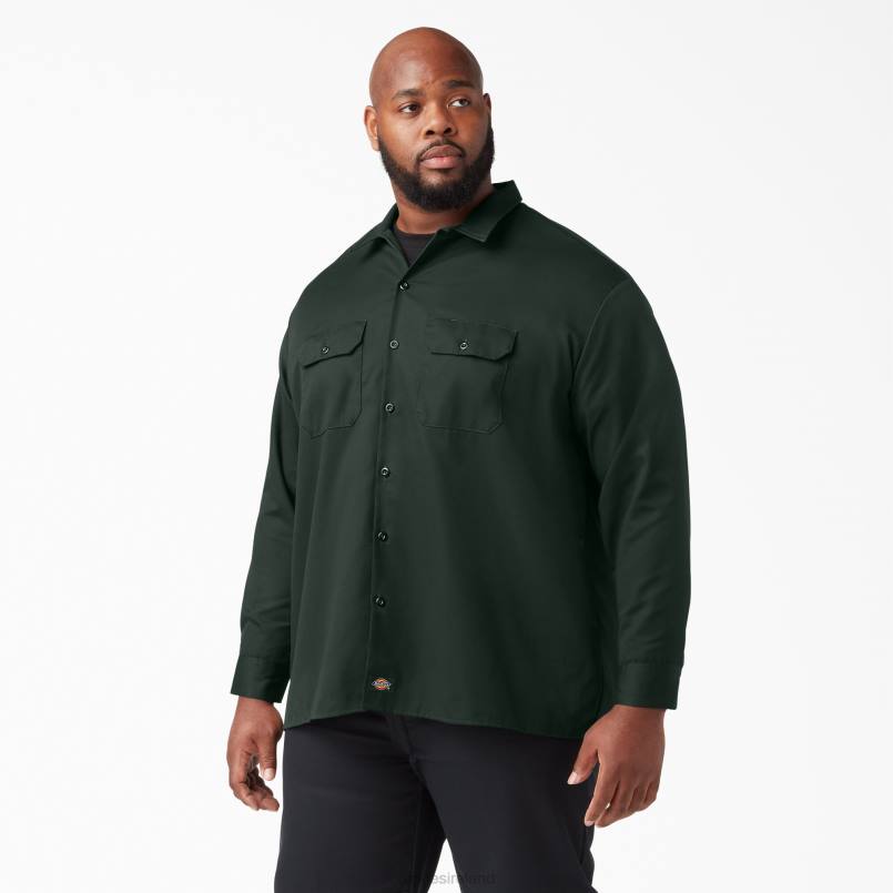 Dickies Men Long Sleeve Work Shirt Hunter Green (GH) N80J562 Work Apparel