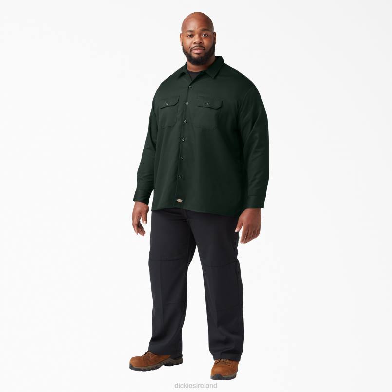 Dickies Men Long Sleeve Work Shirt Hunter Green (GH) N80J562 Work Apparel
