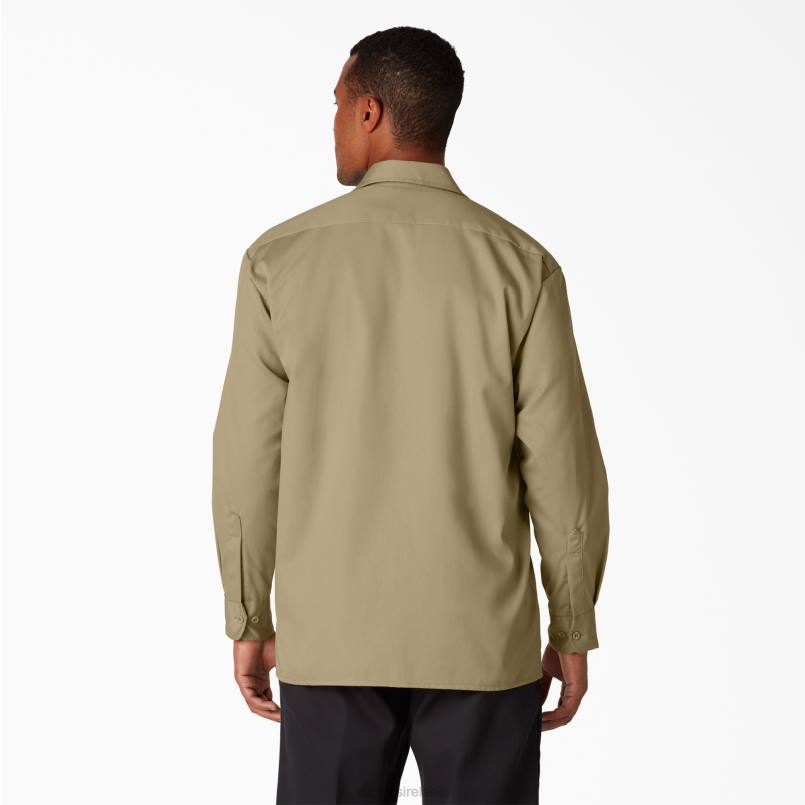Dickies Men Long Sleeve Work Shirt Khaki (KH) N80J563 Work Apparel