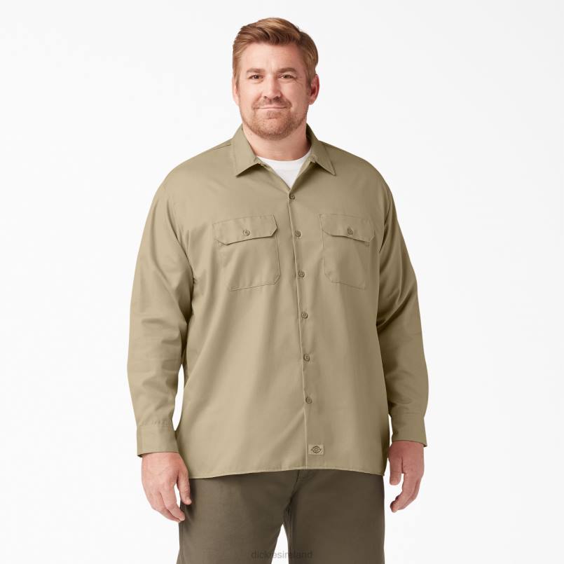 Dickies Men Long Sleeve Work Shirt Khaki (KH) N80J563 Work Apparel