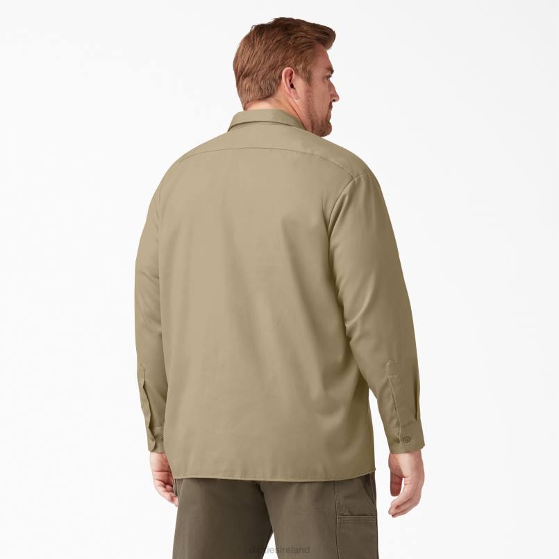 Dickies Men Long Sleeve Work Shirt Khaki (KH) N80J563 Work Apparel