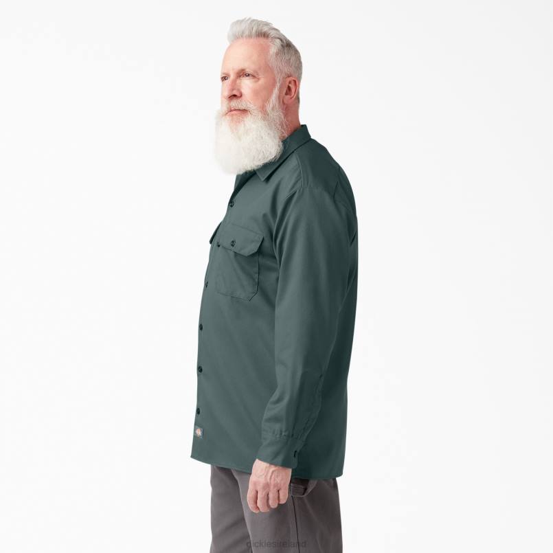 Dickies Men Long Sleeve Work Shirt Lincoln Green (LN) N80J564 Work Apparel