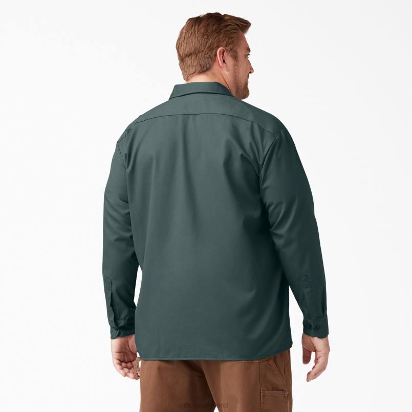 Dickies Men Long Sleeve Work Shirt Lincoln Green (LN) N80J564 Work Apparel