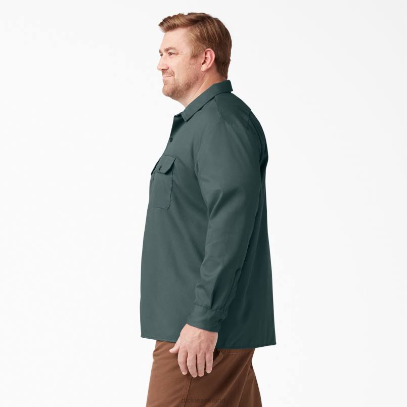 Dickies Men Long Sleeve Work Shirt Lincoln Green (LN) N80J564 Work Apparel