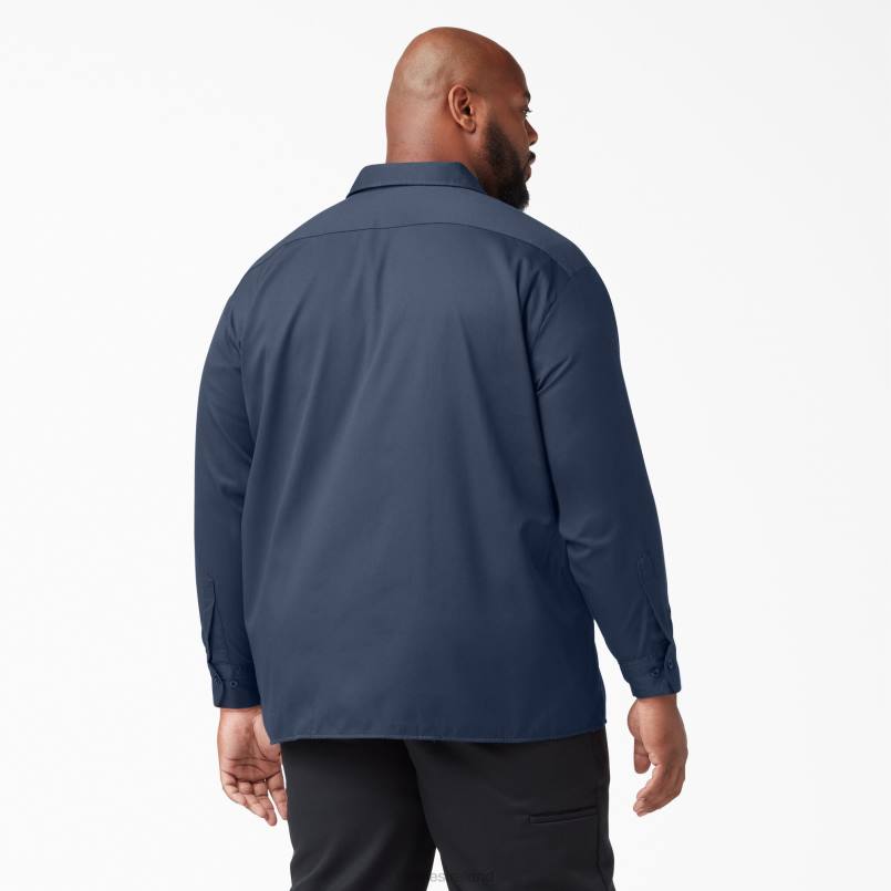 Dickies Men Long Sleeve Work Shirt Navy Blue (NV) N80J565 Work Apparel