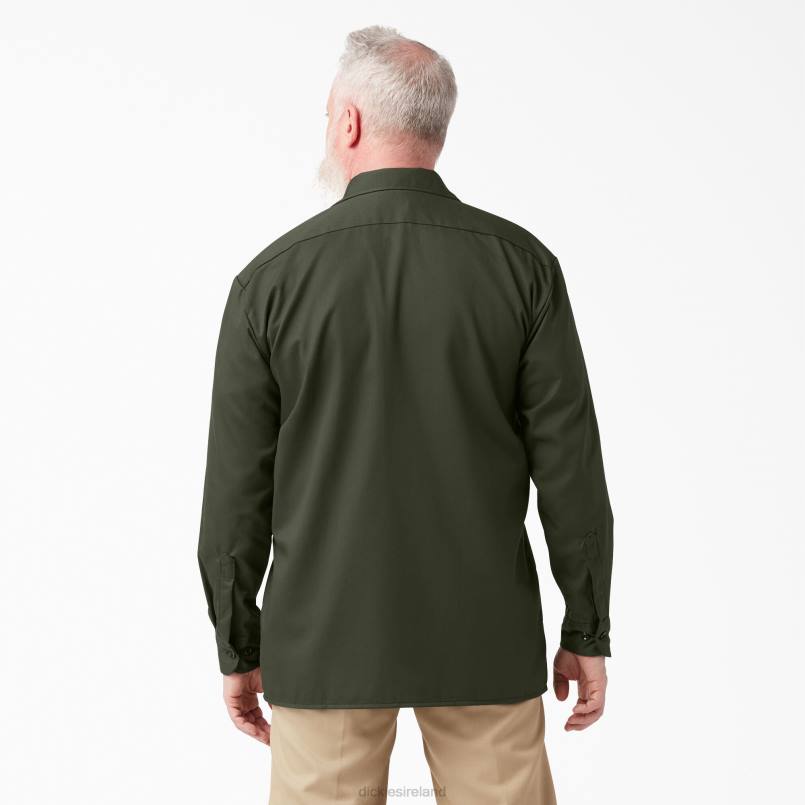 Dickies Men Long Sleeve Work Shirt Olive Green (OG) N80J566 Work Apparel