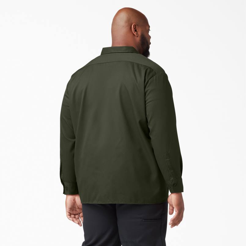 Dickies Men Long Sleeve Work Shirt Olive Green (OG) N80J566 Work Apparel
