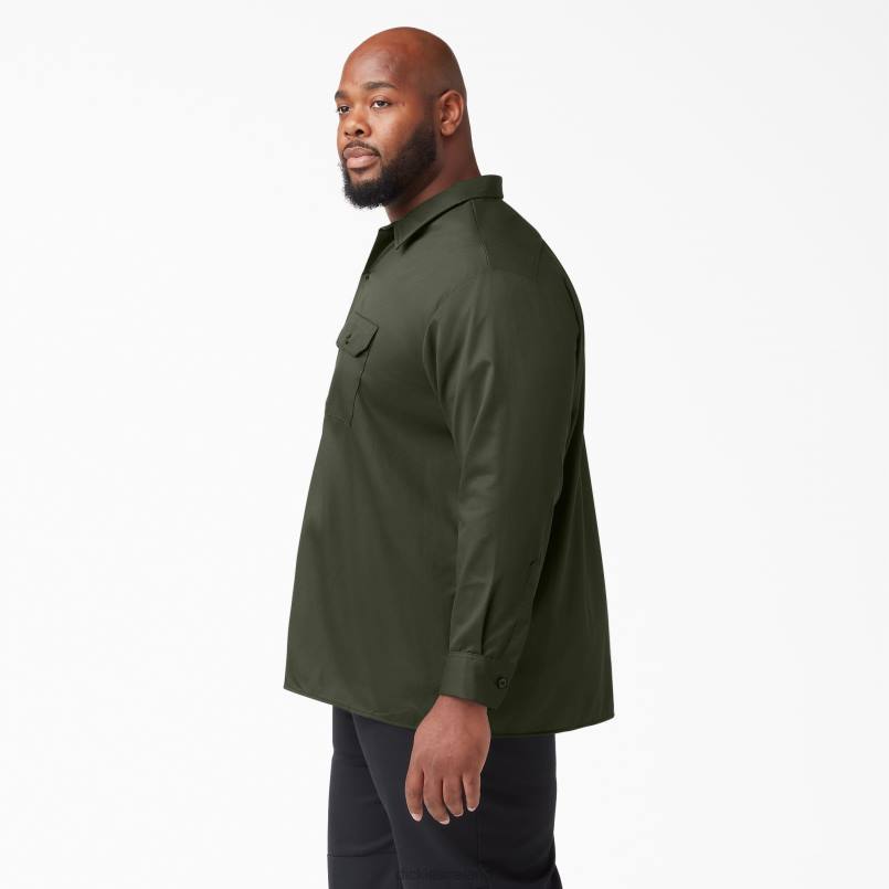 Dickies Men Long Sleeve Work Shirt Olive Green (OG) N80J566 Work Apparel
