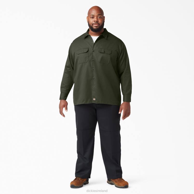 Dickies Men Long Sleeve Work Shirt Olive Green (OG) N80J566 Work Apparel