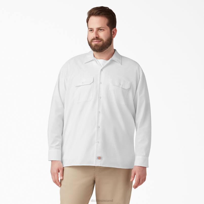 Dickies Men Long Sleeve Work Shirt White (WH) N80J568 Work Apparel