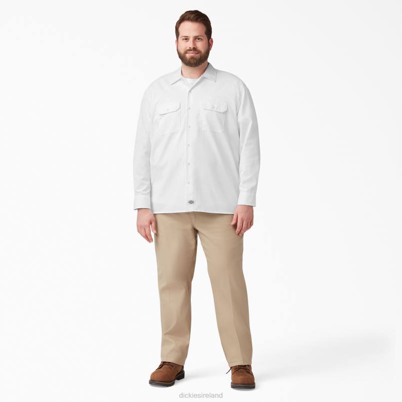 Dickies Men Long Sleeve Work Shirt White (WH) N80J568 Work Apparel