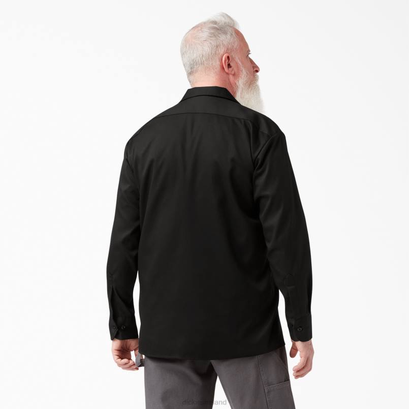 Dickies Men Relaxed Fit Long Sleeve Work Shirt Black (BK) N80J640 Work Apparel