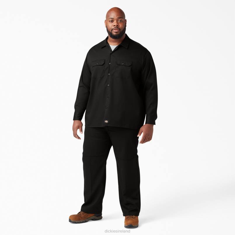 Dickies Men Relaxed Fit Long Sleeve Work Shirt Black (BK) N80J640 Work Apparel