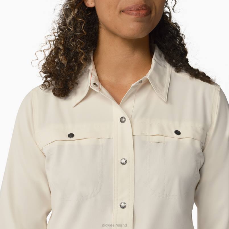 Dickies Women Cooling Roll-Tab Work Shirt Antique White (ADW) N80J1671 Work Apparel