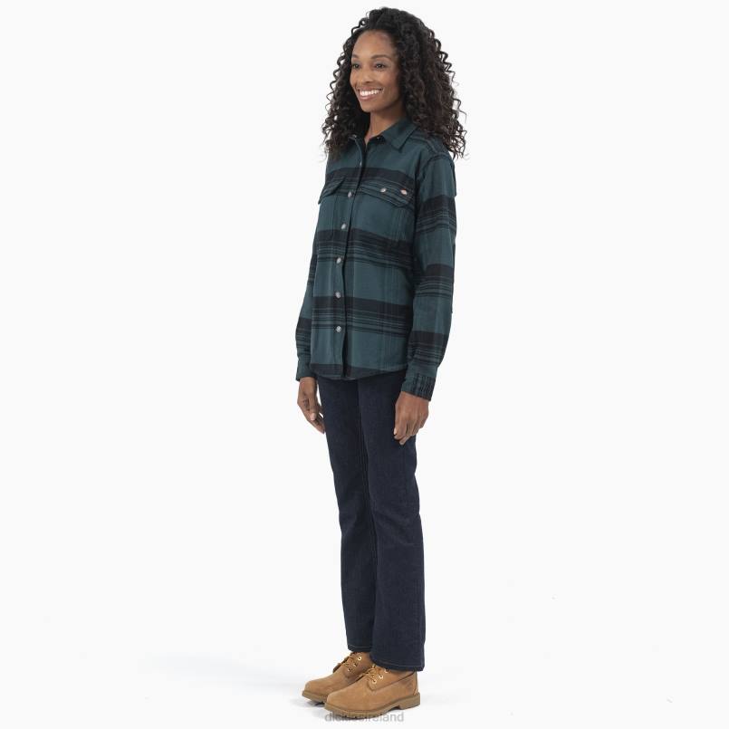 Dickies Women DuraTech Renegade Flannel Shirt Forest/Black Plaid (B1G) N80J1999 Work Apparel