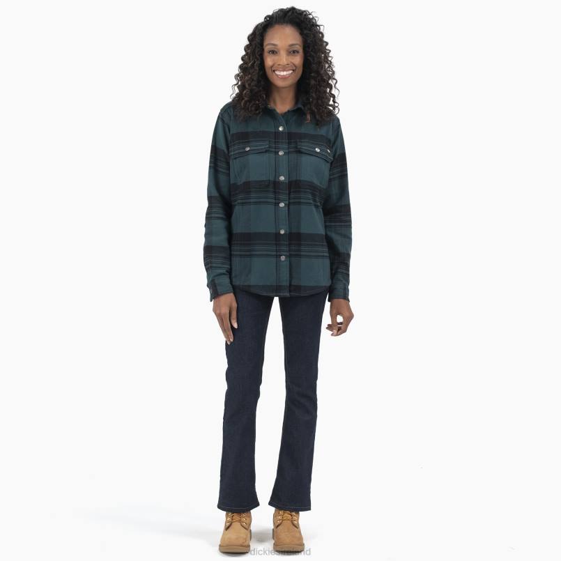 Dickies Women DuraTech Renegade Flannel Shirt Forest/Black Plaid (B1G) N80J1999 Work Apparel