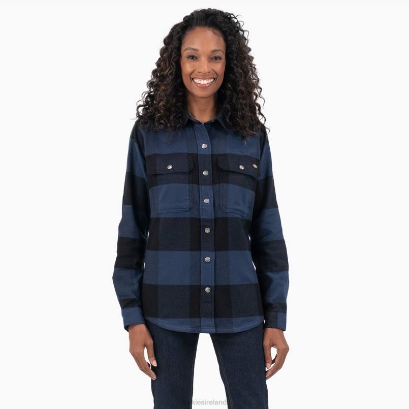 Dickies Women DuraTech Renegade Flannel Shirt Ink Navy Buffalo Plaid (A1C) N80J1998 Work Apparel