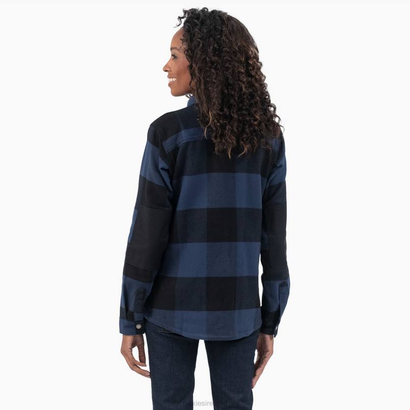 Dickies Women DuraTech Renegade Flannel Shirt Ink Navy Buffalo Plaid (A1C) N80J1998 Work Apparel