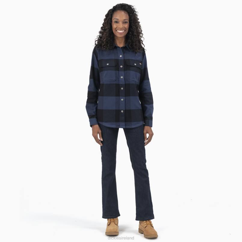 Dickies Women DuraTech Renegade Flannel Shirt Ink Navy Buffalo Plaid (A1C) N80J1998 Work Apparel