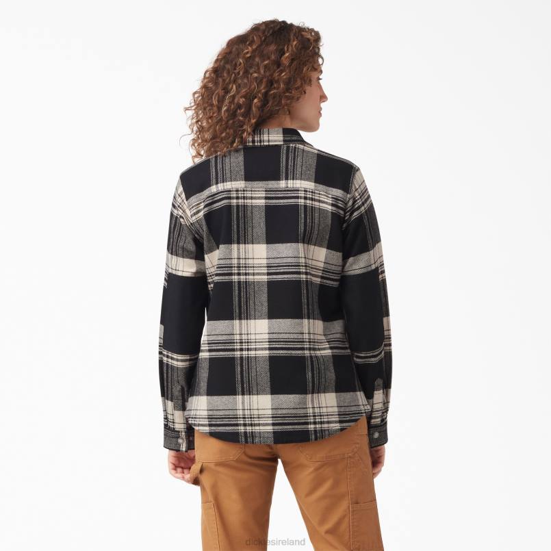 Dickies Women DuraTech Renegade Flannel Shirt Oatmeal/Black Plaid (B2A) N80J2000 Work Apparel