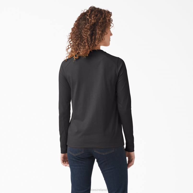 Dickies Women Heavyweight Henley Black (KBK) N80J2198 Work Apparel