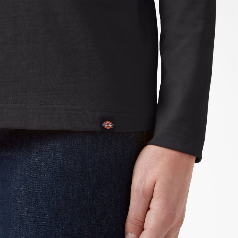 Dickies Women Heavyweight Henley Black (KBK) N80J2198 Work Apparel