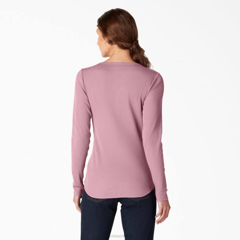 Dickies Women Henley Long Sleeve Shirt Dusty Orchid (KDD) N80J2123 Work Apparel
