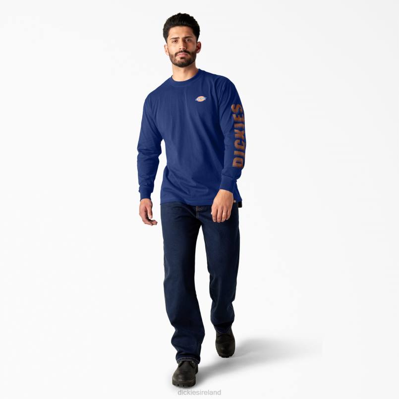 Dickies Men Long Sleeve Workwear Graphic T-Shirt Surf Blue (FL) N80J578 Work Apparel