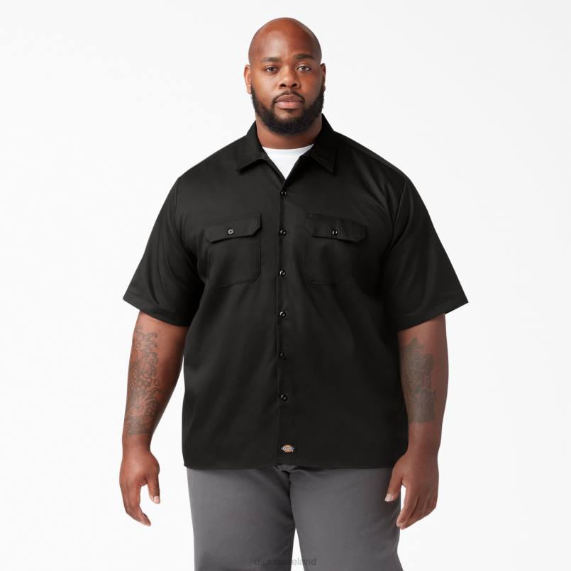Dickies Men Relaxed Fit Short Sleeve Work Shirt Black (BK) N80J596 Work Apparel