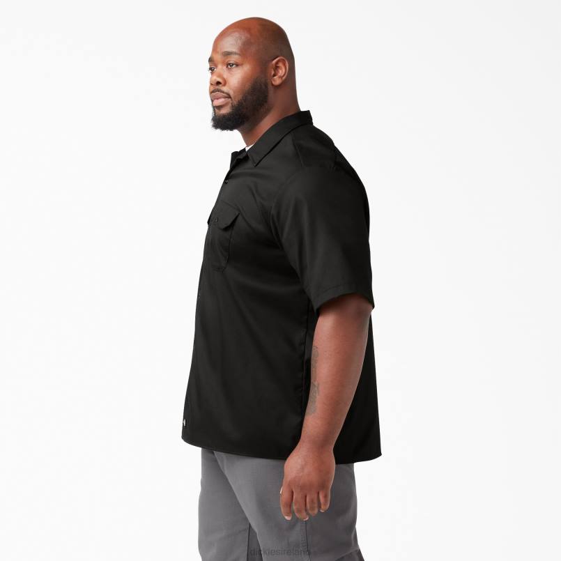 Dickies Men Relaxed Fit Short Sleeve Work Shirt Black (BK) N80J596 Work Apparel