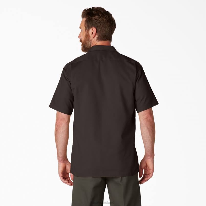 Dickies Men Short Sleeve Work Shirt Dark Brown (DB) N80J488 Work Apparel