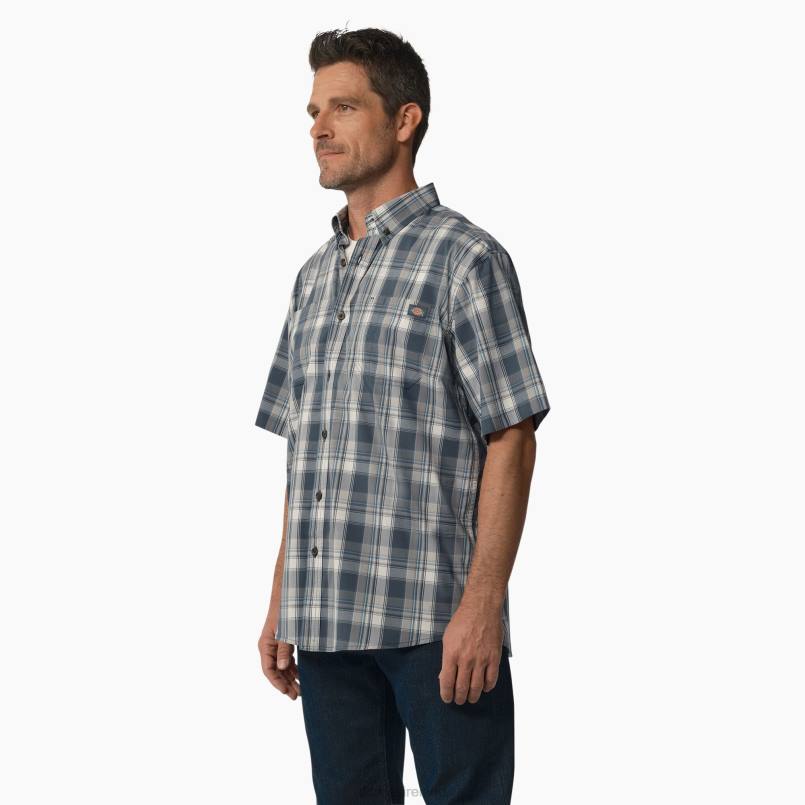 Dickies Men Short Sleeve Woven Shirt Airforce Blue High Plains (B1J) N80J625 Work Apparel