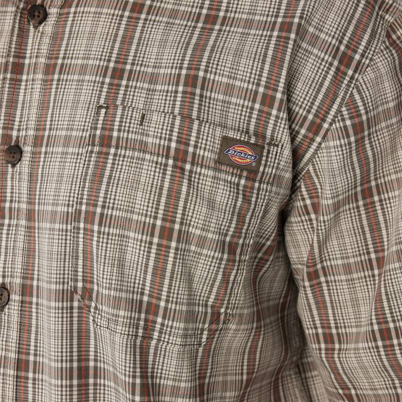 Dickies Men Short Sleeve Woven Shirt Moss Backland Prairie Plaid (C1G) N80J626 Work Apparel