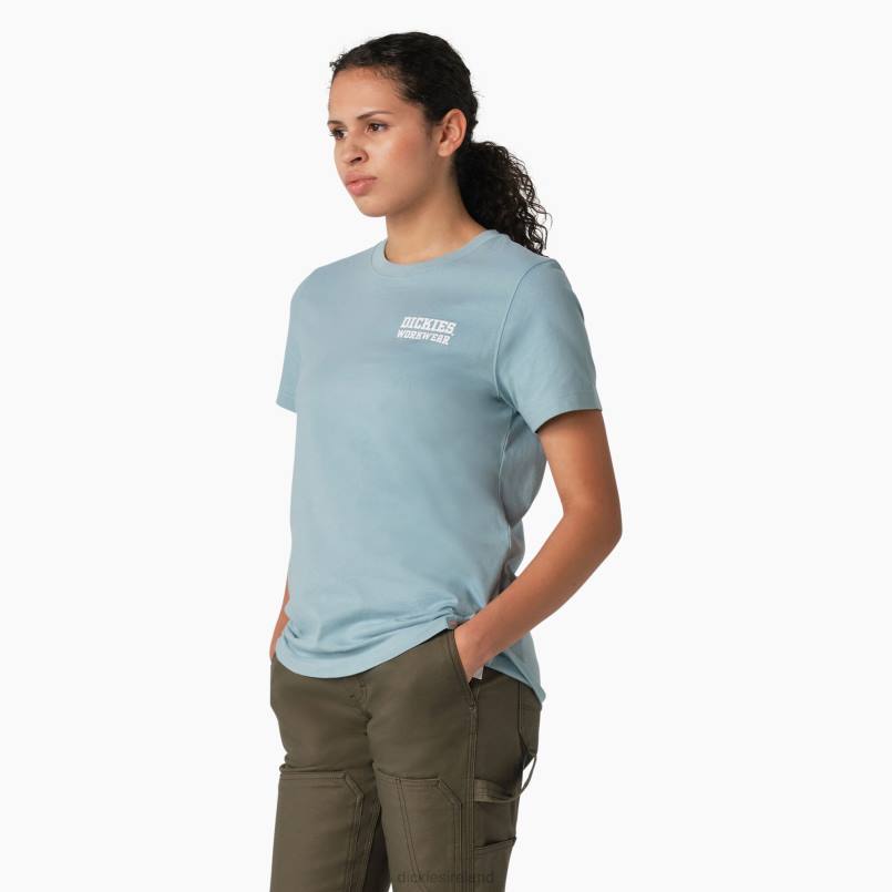 Dickies Women Heavyweight Workwear Graphic T-Shirt Dockside Blue (DU1) N80J2115 Work Apparel