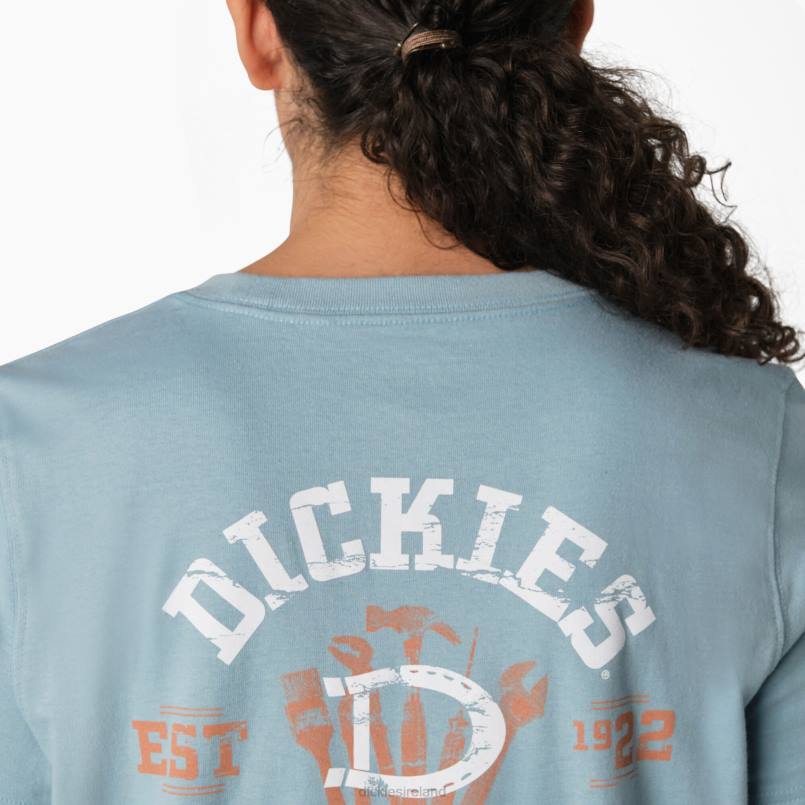 Dickies Women Heavyweight Workwear Graphic T-Shirt Dockside Blue (DU1) N80J2115 Work Apparel